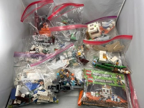 Lego Minecraft Incomplete Lot Of 10+ Sets - Minifigures, Manuals, Accessories