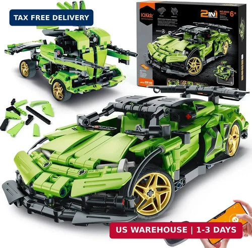 STEM Building Blocks Kit for Kids - 2 in 1 Remote Control Race Car and Ro