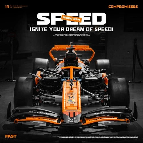 Technic 1:8 F1 MCL39 Race Car Building Set MOC DRS Papaya Livery 2055 Pieces