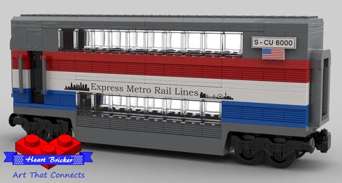 LEGO Double Decker Metroliner Train Car CUSTOM Kit, MOC. 100% NEW LEGO Pieces.