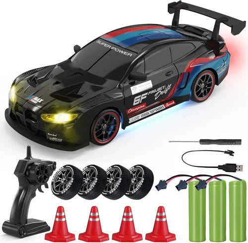 RC Drift Car, 1:24 Remote Control Car for Kid Adult, Midnight Black