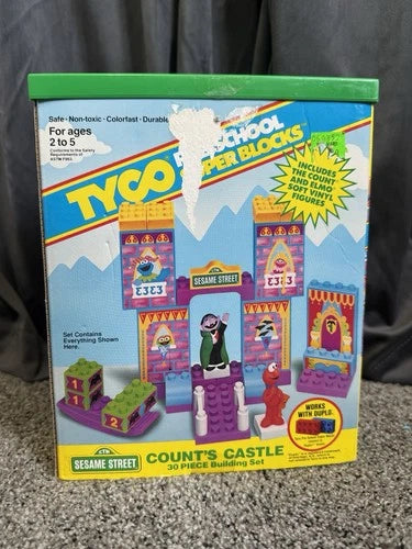 1991 Tyco Pre-School Super Blocks Duplo Sesame Street Count's Castle Play Set