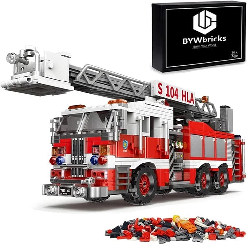 City Ladder Fire Truck Building Blocks Set Toy Station Firetruck Bricks