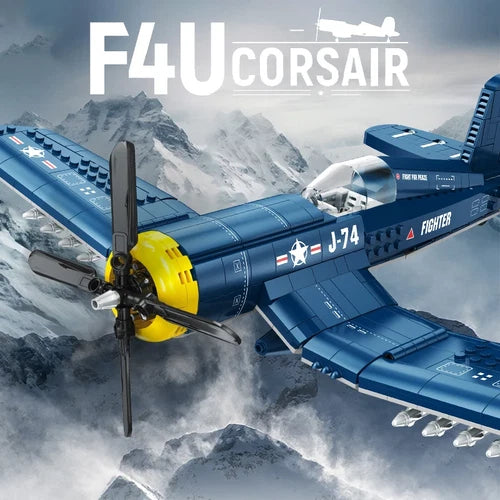 New F4U Corsair WW2 Fighter Plane Building Blocks Military Aircraft Set Unbrand