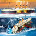 Titanic Building Set with LED-2 in 1 Titanic Ship Mini Block Ship Model with Gla