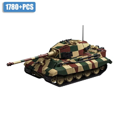 New WW2 Tiger II Heavy Tank 1:28 1780Pcs Military Building Blocks Model Set