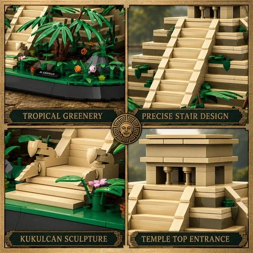 El Castillo Pyramid Building Block Set 1346 Pcs Mayan Kukulcan Temple Mexico ...