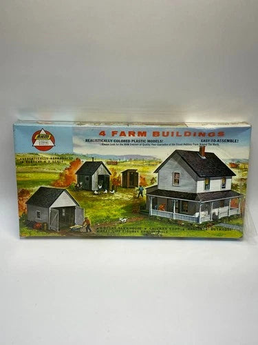 Vintage AHM HO Scale 4 Farm Buildings New in Box Sealed Model Kit