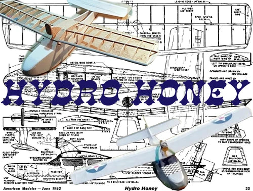 1/2A Hydro Honey Seaplane 25" WS RC Airplane Laser Cut Balsa Short Kit + Plans