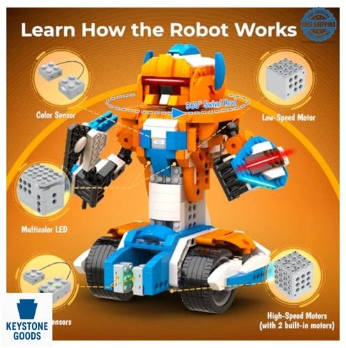 Robot Building Kit 12-in-1 Coding APP Remote STEM Toy 600 Blocks for Kids 8-12