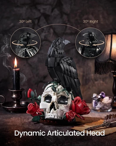 Gothic Skull & Raven Flower Building Blocks Set – Adult Gift