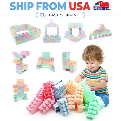 64 PCS Building Blocks Set for Toddlers 18+ Months BPA-Free PP Educational Toys