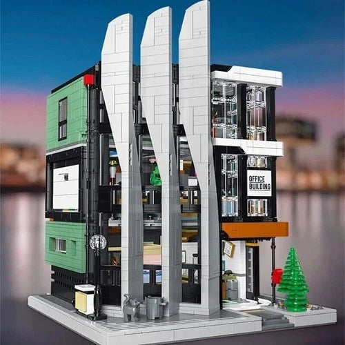 Corporate Skyscraper MOC Building Blocks Set,Modular Office DIY Model Bricks Toy
