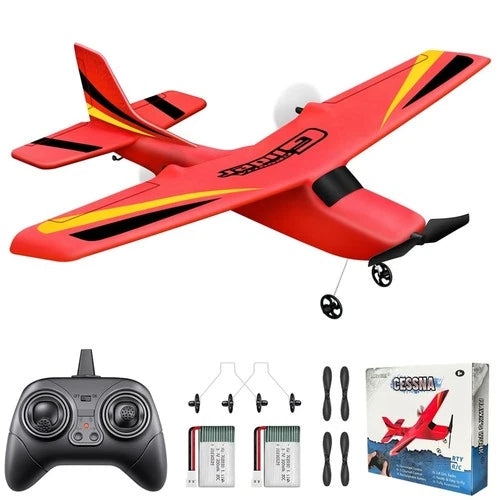 HAWK'S WORK CESSNA 2CH RC Airplane RTF 2.4GHz Red Beginner Foam Glider 35cm
