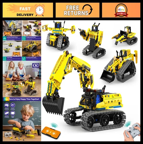5-in-1 STEM Robotics Building Toys Kit, 430 PCS RC Robot Erector Set, DIY Excava