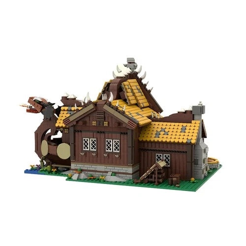 The Viking House with Interior Cart and 2 Cows 2795 Parts Building Blocks Set