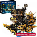Pirate Ship Building Block Set,with Lights and Power Motor,Steampunk Freedom Nu
