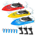 3PACK Remote Control Rc Boat for Kids - 2.4Ghz Control - Whole Blue Red Yellow