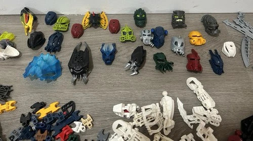 3.6 lbs MEOW BIONICLE Bulk Lot: Masks, Launchers, and Nearly Complete Figures