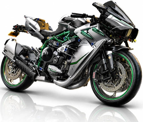 Motorcycle Building Blocks Set 1:5 Scale Model Kit with Suspension Brakes Rubber