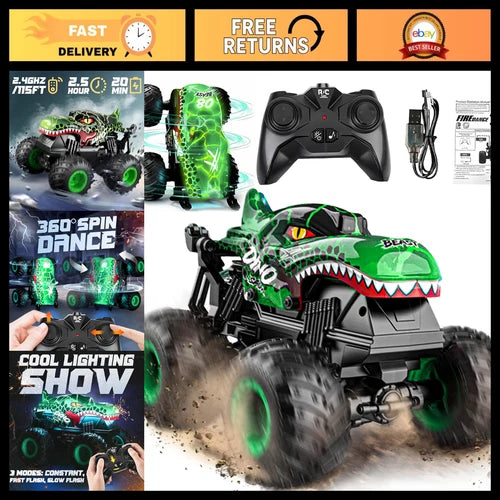 1:20 Remote Control Monster Truck Toys for Kids - Light & Music Features, Off-Ro