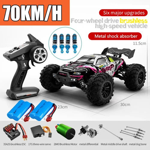 🔥 RC Monster Truck 1:16 Brushless 70KM/H 4WD Off-Road LED High Speed RTR