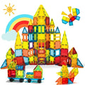 W WISE BLOCK 131PCS Magnetic Tiles Set with 2 Cars Kids Ages 3-9+