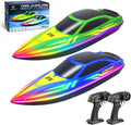 RC Boat 2 Pack Remote Control Boats with 7-Mode Colorful LED Lights, 10 Inch RC