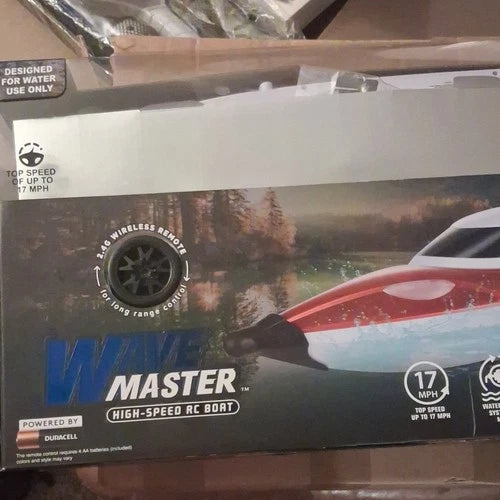 Wave Master High-Speed RC Boat 17 MPH 2.4GHz Electric Red/White