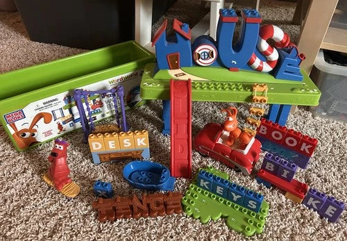 PBS MEGA BLOKS Word World House Construction Set. Full Set Of Bricks! WITH DVD!