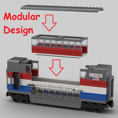 LEGO Double Decker Metroliner Train Car CUSTOM Kit, MOC. 100% NEW LEGO Pieces.