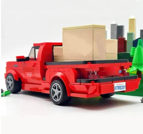NEW Red Pickup Truck Building Blocks Set Model Adults MOC Classic Vehicle Toy