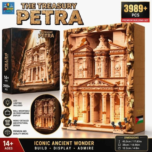 Treasury Petra Building Block Set 3989PCS LED Ancient Architecture Display Model