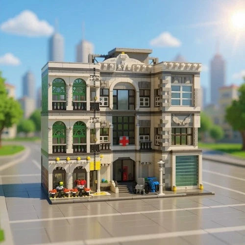 Modular City Hospital Street View MOC Building Blocks Set 4958 PCS 17 figures