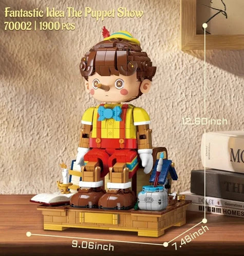 Pinnochio Puppet Building Block Set New In Box W/ Light Up Brick 1900 Pieces