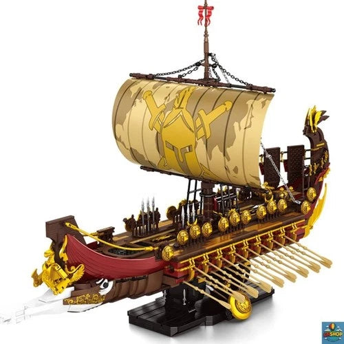 Large Spartan Warship Ancient Greek Galley Building Blocks 3043 PCS Bricks Set