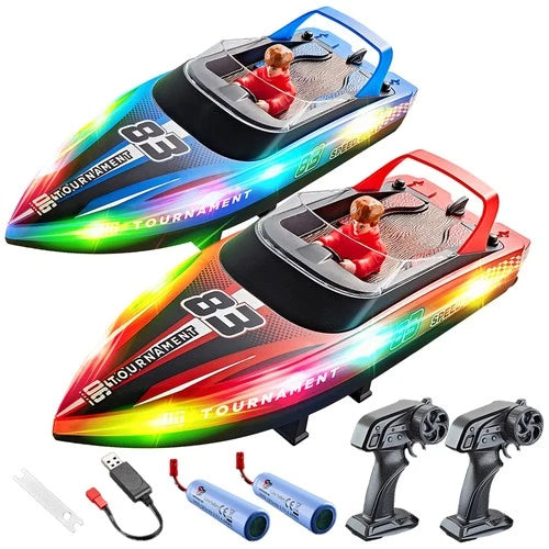 Remote Control Boat, 2 Packs 10 inch Fast Speed RC Boat 15 KPH for Pools & Sa...