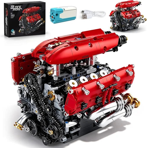 V8 Engine Model Kit That Runs, 1370PCS 8-Cylinder Engine Building