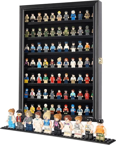 Minifigure Display Case - Building Block Toy Wall Cabinet Showcase for Small