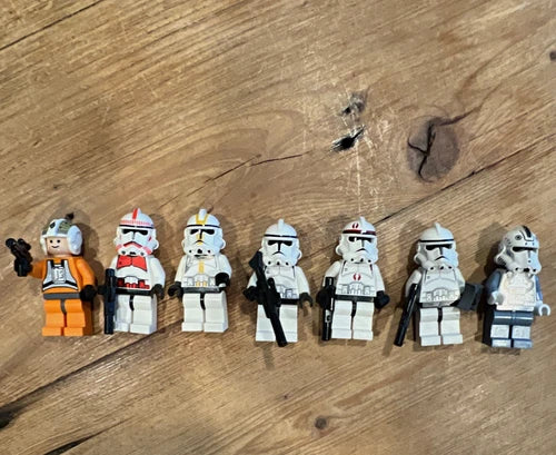 MEOW Star Wars Minifigure Lot 7pcs Clone Trooper & Rebel Pilot w/ Helmets