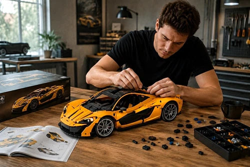 McLaren Style Building Blocks 3893 PCS 1:8 Scale Yellow Supercar Model No Box