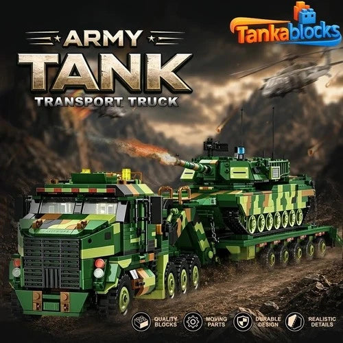 MOC ARMY TANK TRANSPORT TRUCK Building Blocks set toys Halloween Christmas gift