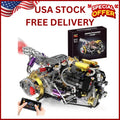 V8 Engine Model Kit That Works, 1394 PCS Advanced Collectible Engine Building Bl
