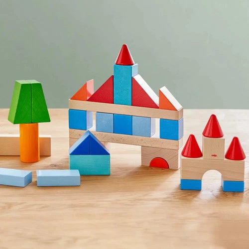 HABA Colored Wooden Building Blocks - 46 Piece Set