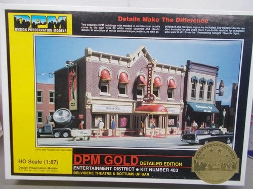 DPM GOLD # 403 ~ ENTERAINMENT DISTRICT ~ BAR & THEATRE BUILDING KIT ~ HO SCALE