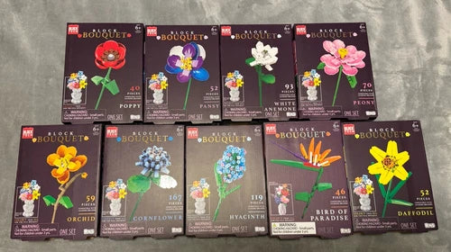 🔥Block Tech Bouquet Flower Building Blocks Bricks Lot Of 9 BNWT🔥