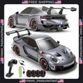 RC Drift Car with LED Lights, Spray Mist & Extra Drift Tires, 1:18 Scale