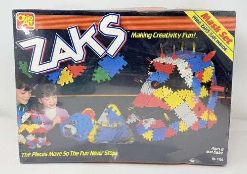 Vintage Factory Sealed 1980s Ohio Art ZAKS Creative Building Toy Mask Set #1350