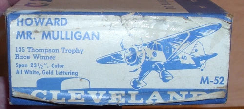 CLEVELAND HOWARD MR. MULLIGAN BALSA WOOD GAS RC AIRPLANE KIT 1948 BOXED M-52
