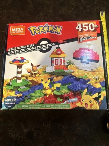 Mega Construx Pokemon Building Box 450 Pcs Includes Pikachu & Eevee 2019 NEW
